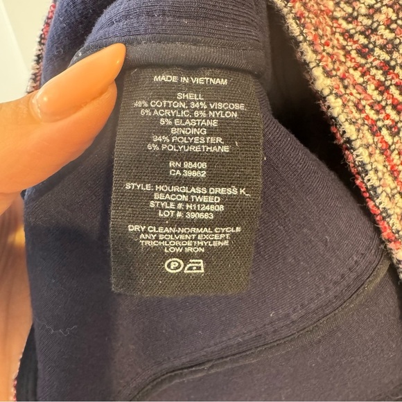 Theory Beacon Tweed Hourglass Dress, Deep Navy Multicolor Yarn, Size 8 - Picture 7 of 7